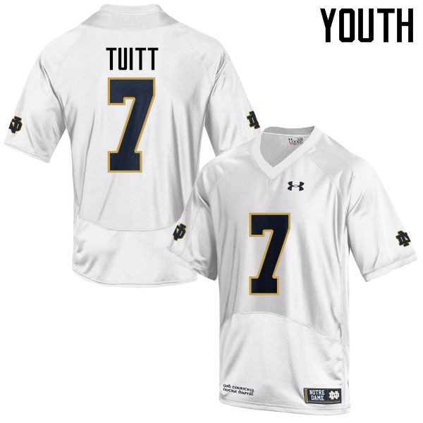Youth #7 Stephon Tuitt Notre Dame Fighting Irish College Football Jerseys-White
